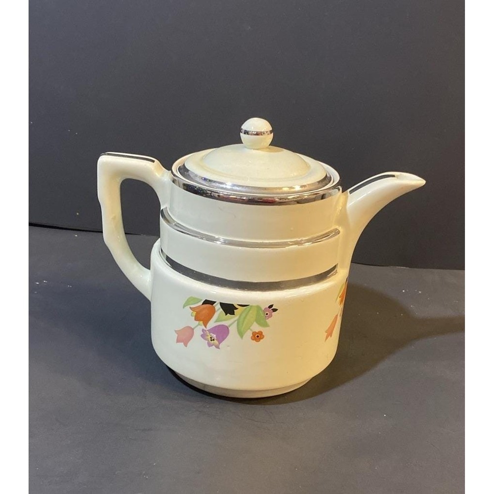 Hall's  China‎ Three Tier Coffee Pot/teapot Vintage Crocus Pattern-8" Pre-owned